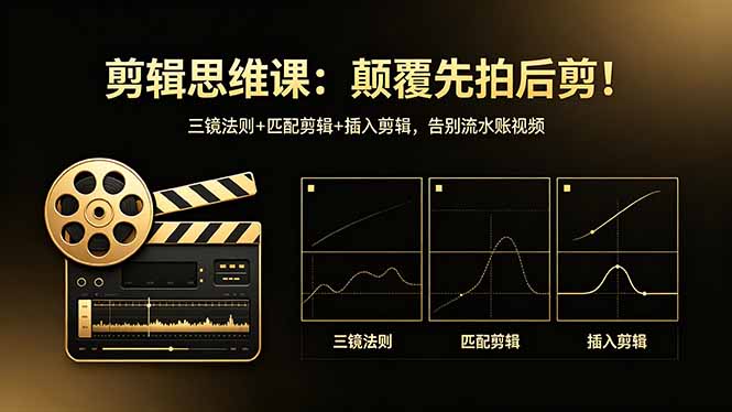 剪辑思维课：颠覆先拍后剪！三镜法则+匹配剪辑+插入剪辑，告别流水账视频-xiaobairz
