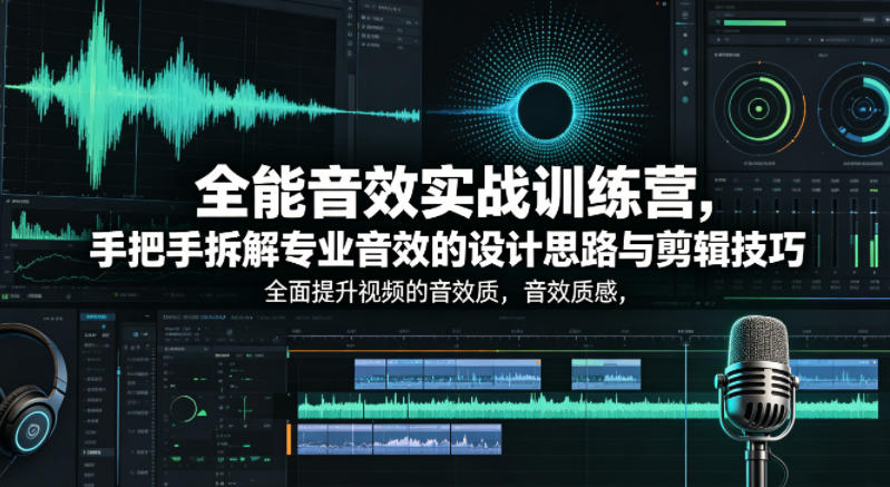 全能音效实战训练营，手把手拆解专业音效的设计思路与剪辑技巧，全面提升视频的音效质感-xiaobairz