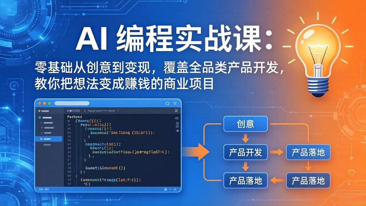 AI编程实战课-第三期-5月3更新：零基础从创意到变现，覆盖全品类产品开发，把想法变成赚钱项目-xiaobairz