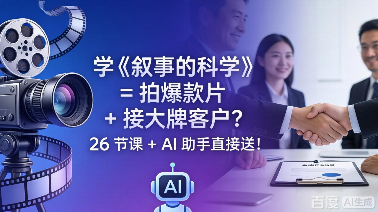 学《叙事的科学》= 拍爆款片 + 接大牌客户？26 节课 + AI 助手直接送！-xiaobairz