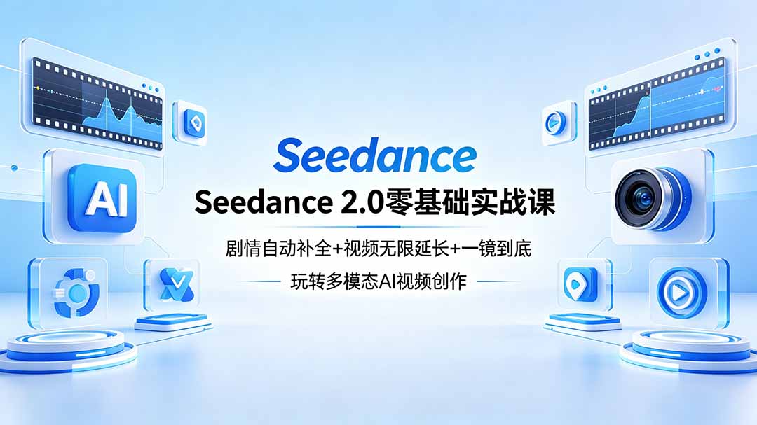 Seedance 2.0零基础实战课：剧情自动补全+视频无限延长+一镜到底：玩转多模态AI视频创作-xiaobairz