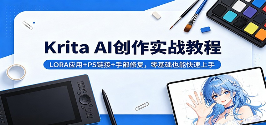 Krita AI创作实战教程：LORA应用+PS链接+手部修复，零基础也能快速上手-xiaobairz