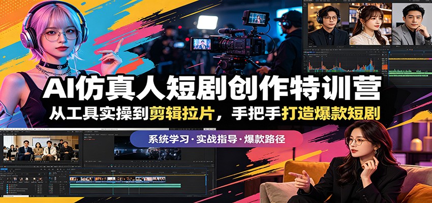 AI仿真人短剧创作特训营：从工具实操到剪辑拉片，手把手打造爆款短剧-xiaobairz