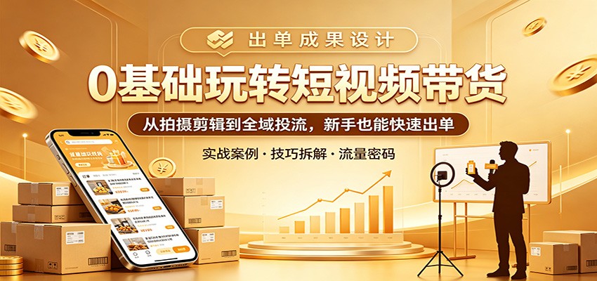 0基础玩转短视频带货：从拍摄剪辑到全域投流，新手也能快速出单-xiaobairz