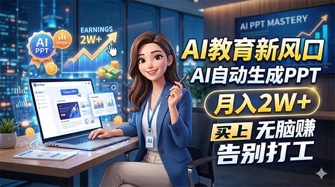 AI教育新风口，AI自动生成PPT，月入2W+，无脑赚，告别打工-xiaobairz