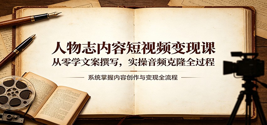 人物志内容短视频变现课：从零学文案撰写，实操音频克隆全过程-xiaobairz