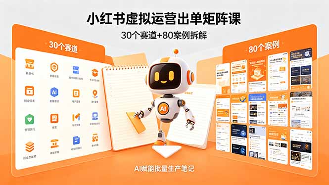 小红书虚拟运营出单矩阵课：30个赛道+80案例拆解，AI赋能批量生产笔记-xiaobairz