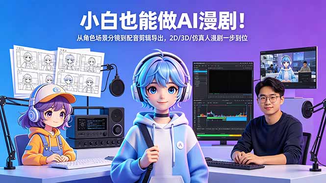 小白也能做AI漫剧！从角色场景分镜到配音剪辑导出，2D/3D/仿真人漫剧一步到位-xiaobairz