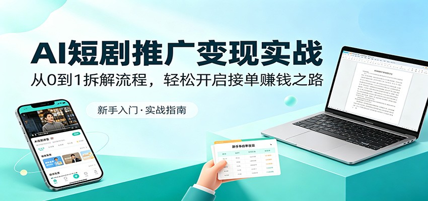 AI短剧推广变现实战：从0到1拆解流程，轻松开启接单赚钱之路-xiaobairz