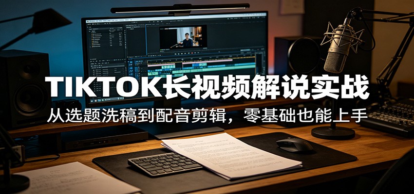 TIKTOK长视频解说实战：从选题洗稿到配音剪辑，零基础也能上手-xiaobairz