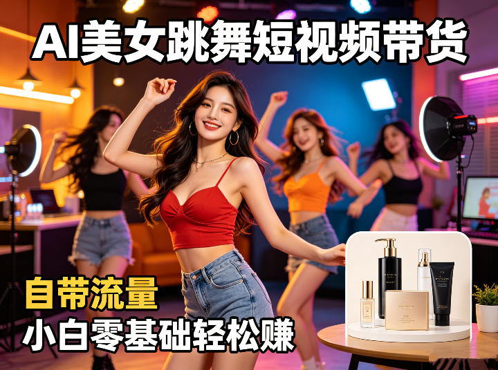 AI美女跳舞短视频带货：自带流量，小白零基础轻松賺，详细拆解-xiaobairz