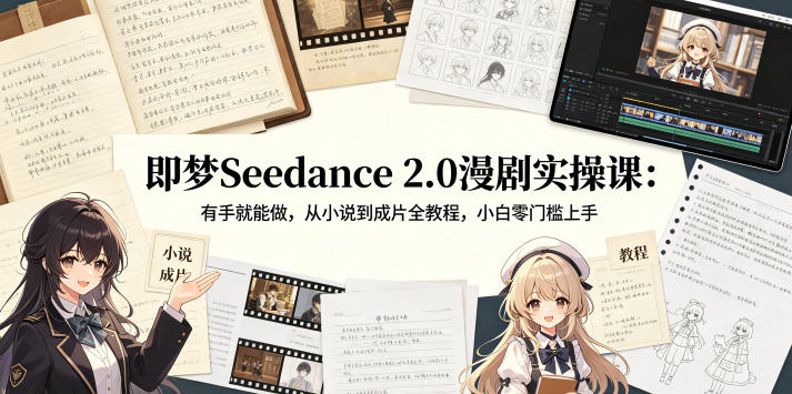 即梦Seedance 2.0漫剧实操课：有手就能做，从小说到成片全教程，小白零门槛上手-xiaobairz