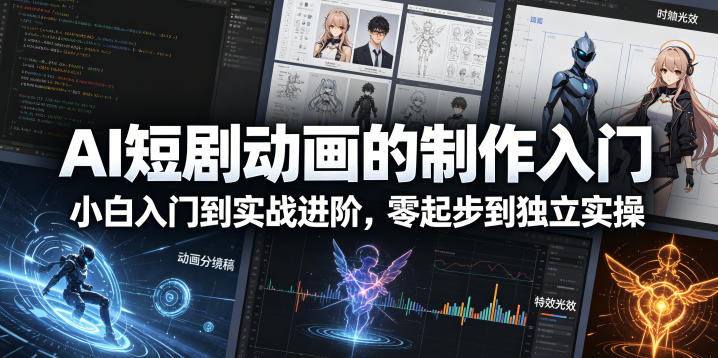 AI短剧动画的制作入门，小白入门到实战进阶，零起步到独立实操-xiaobairz