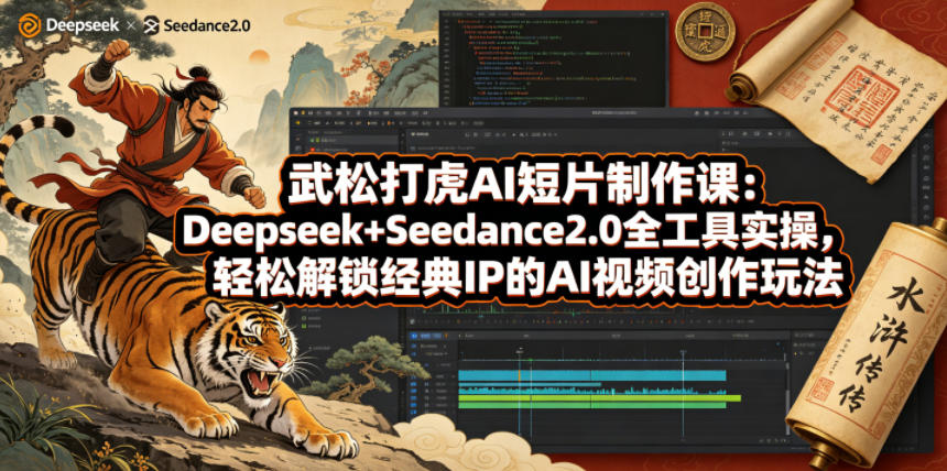 武松打虎AI短片制作课：Deepseek+Seedance2.0全工具实操，轻松解锁经典IP的AI视频创作玩法-xiaobairz