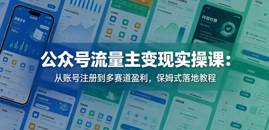 公众号流量主变现实操课：从账号注册到多赛道盈利，保姆式落地教程-xiaobairz