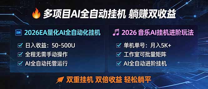 多项目AI自动挂机玩法：双重挂机，双倍收益，轻松躺平-xiaobairz