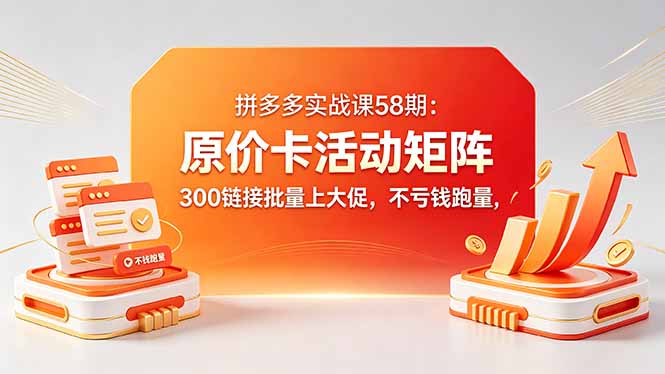 拼多多实战课58期：原价卡活动矩阵，300链接批量上大促，不亏钱跑量-xiaobairz