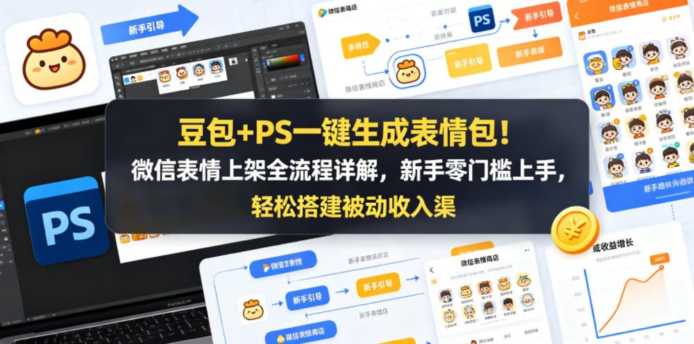 豆包+PS一键生成表情包！微信表情上架全流程详解，新手零门槛上手，轻松搭建被动收入渠道-xiaobairz