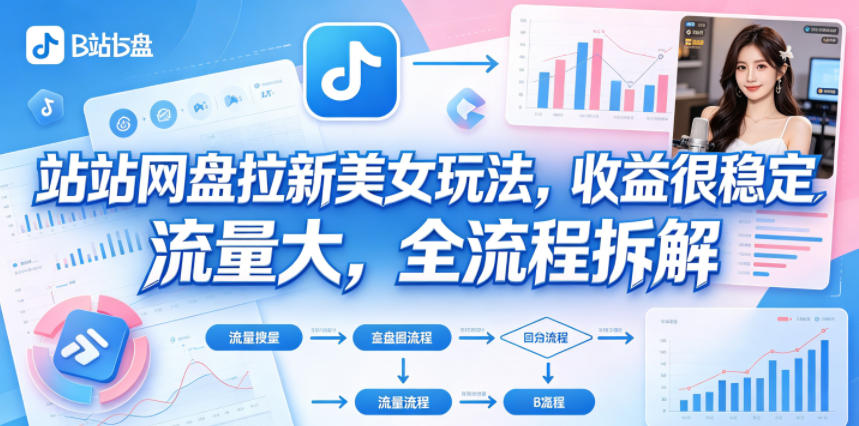 B站网盘拉新美女玩法，收益很稳定，流量大，全流程拆解-xiaobairz