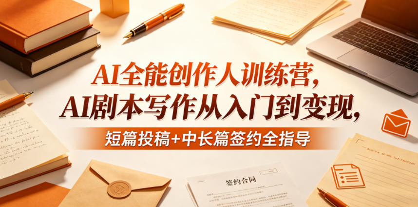 AI全能创作人训练营，AI剧本写作从入门到变现，短篇投稿+中长篇签约全指导-xiaobairz