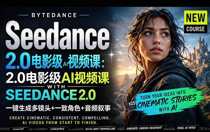 字节跳动的Seedance 2.0 AI电影视频生成制作教程，一键生成多镜头+一致角色+音频叙事-中英字幕-xiaobairz