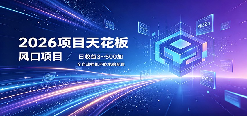 2026项目天花板，风口项目，日收益3~500+全自动挂机，不吃配置-xiaobairz