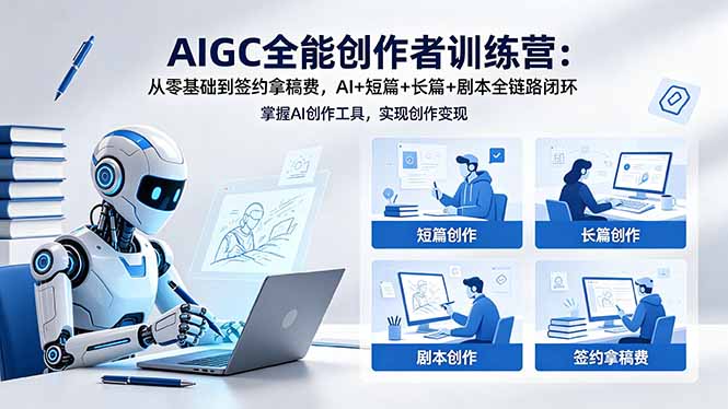 AIGC全能创作者训练营：从零基础到签约拿稿费，AI+短篇+长篇+剧本全链路闭环-xiaobairz