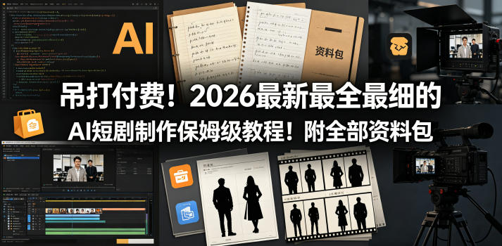 吊打付费！2026最新最全最细的AI短剧制作保姆级教程！附全部资料包-xiaobairz