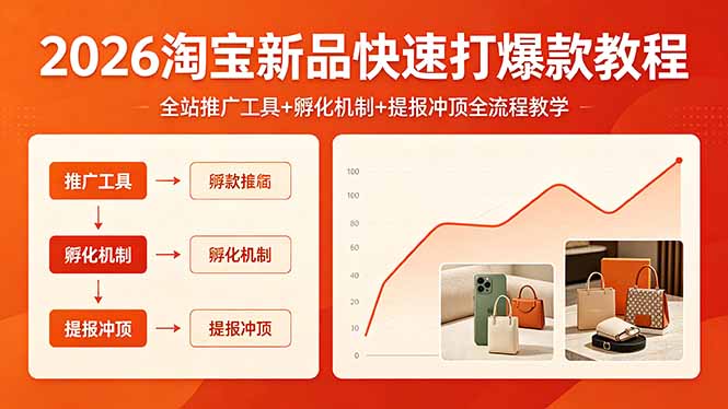 2026淘宝新品快速打爆款教程，全站推广工具+孵化机制+提报冲顶全流程教学-xiaobairz