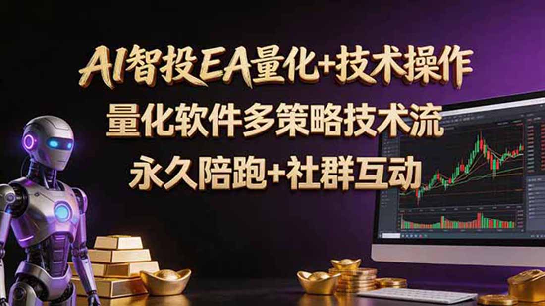 AI智投EA量化操作技术训练营，软件自动操作，简单学习轻松上入手日入30-100U-xiaobairz