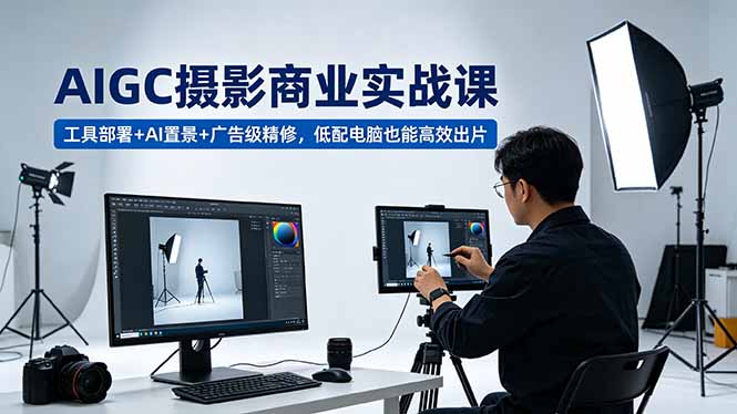 AIGC 摄影商业实战课，工具部署+AI置景+广告级精修，低配电脑也能高效出片-xiaobairz