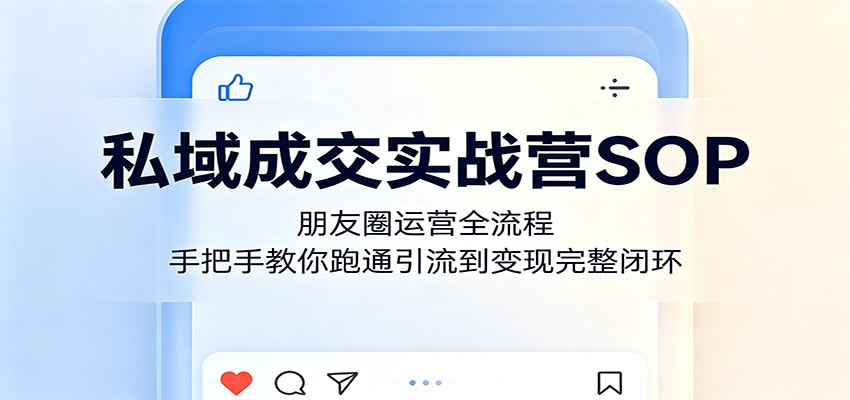 私域成交实战营SOP：朋友圈运营全流程，手把手教你跑通引流到变现完整闭环-xiaobairz