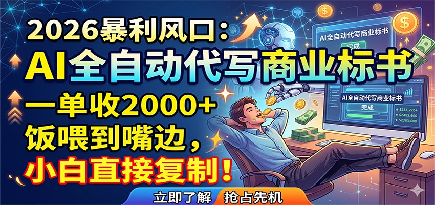 AI全自动代写商业标书，一单收2000+，饭喂到嘴边，小白直接复制-xiaobairz