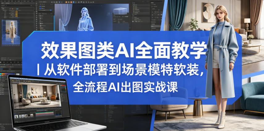 效果图类AI全面教学｜从软件部署到场景模特软装，全流程AI出图实战课-xiaobairz