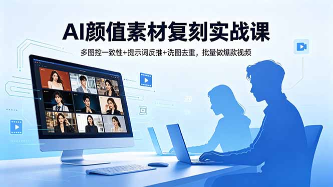 AI颜值素材复刻实战课，多图控一致性+提示词反推+洗图去重，批量做爆款视频-xiaobairz