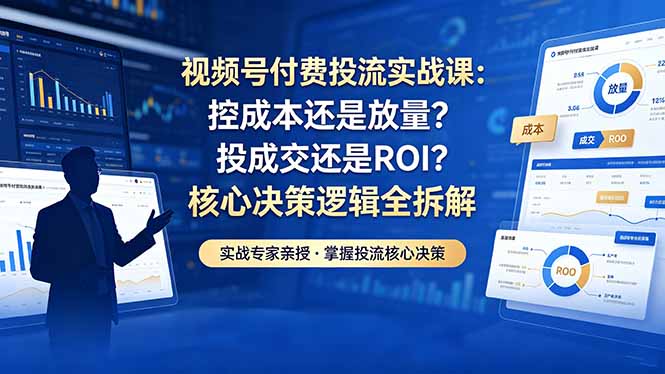 视频号付费投流实战课-5月：控成本还是放量？投成交还是ROI？核心决策逻辑全拆解-xiaobairz