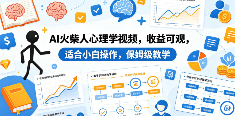 AI火柴人心理学视频，收益可观，适合小白操作，保姆级教学-xiaobairz