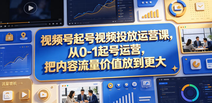 视频号起号视频投放运营课，从0-1起号运营，把内容流量价值放到更大-xiaobairz