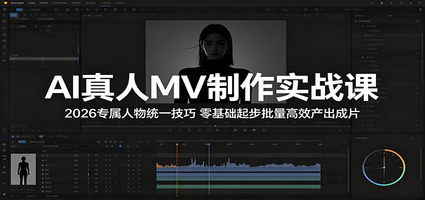 AI真人MV制作实战课：2026专属人物统一技巧，零基础起步批量高效产出成片-xiaobairz