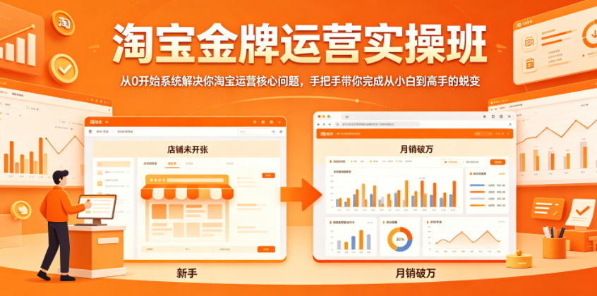 淘宝金牌运营实操班，从0开始系统解决你淘宝运营核心问题，手把手带你完成从小白到高手的蜕变-xiaobairz