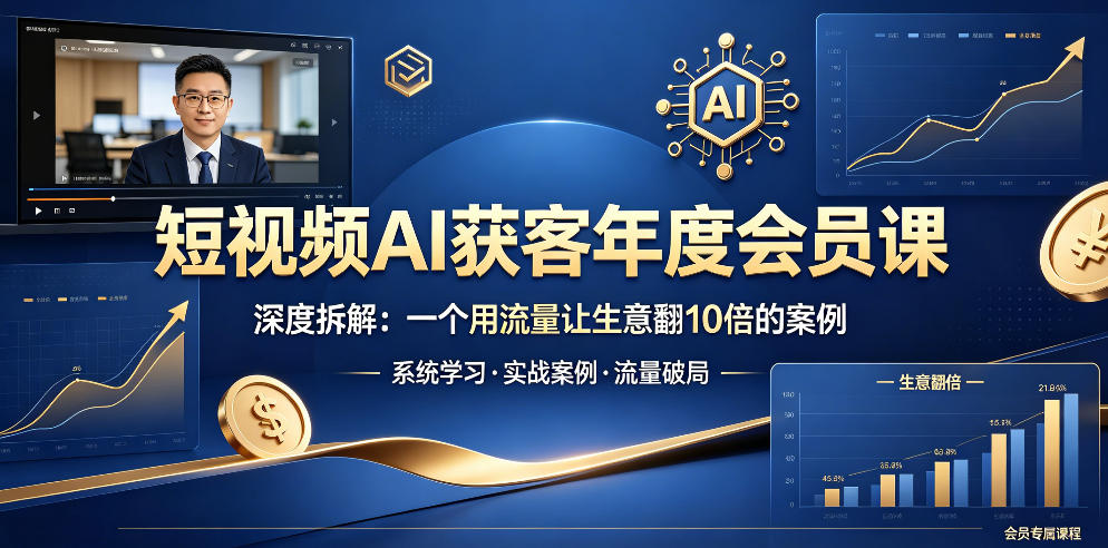 短视频AI获客年度会员课，深度拆解，一个用流量让生意翻10倍的案例-xiaobairz