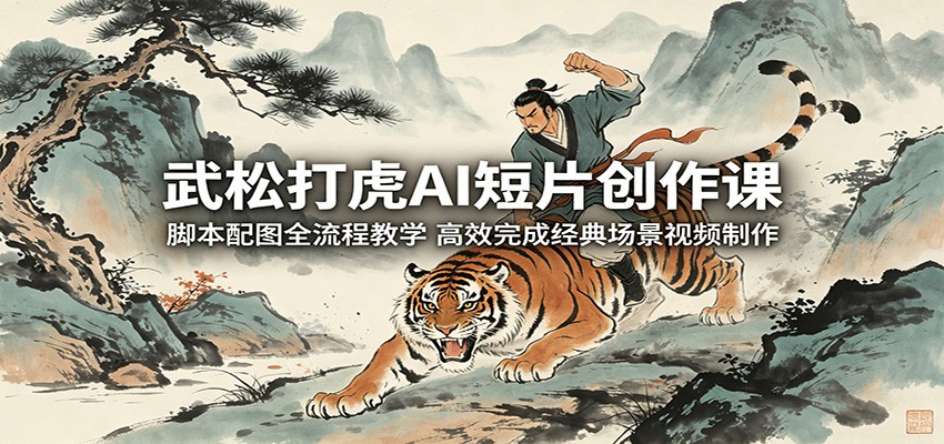 武松打虎AI短片创作课：脚本配图全流程教学，高效完成经典场景视频制作-xiaobairz