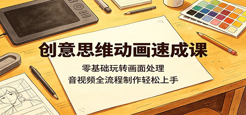 创意思维动画速成课：零基础玩转画面处理，音视频全流程制作轻松上手-xiaobairz