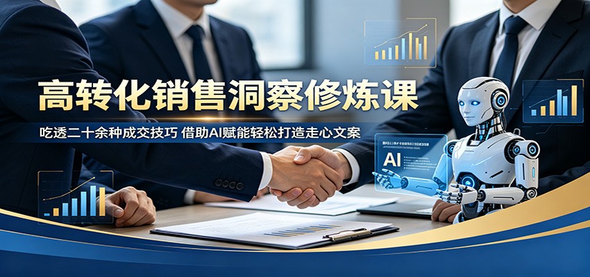 高转化销售洞察修炼课：吃透二十余种成交技巧，借助AI赋能轻松打造走心文案-xiaobairz
