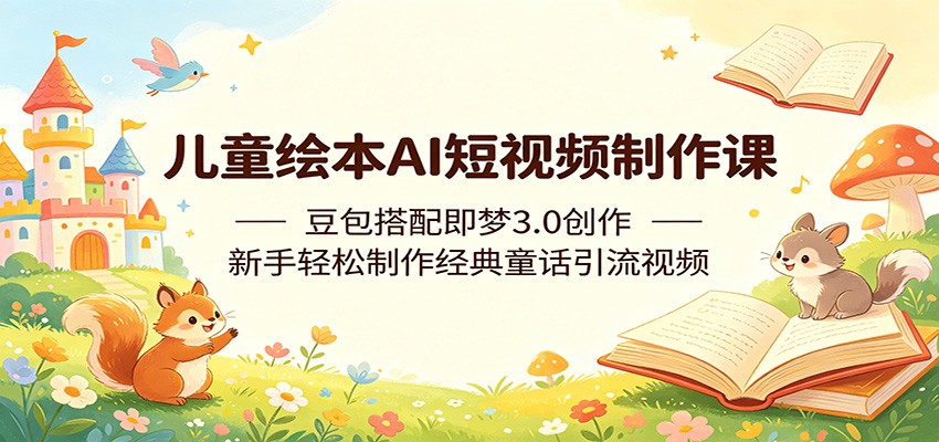 儿童绘本AI短视频制作课：豆包搭配即梦3.0创作，新手轻松制作经典童话引流视频-xiaobairz