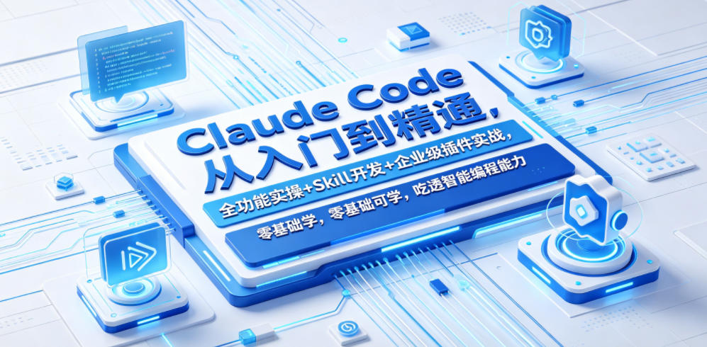 Claude Code从入门到精通，全功能实操+Skill开发+企业级插件实战，零基础可学，吃透智能编程全能力-xiaobairz