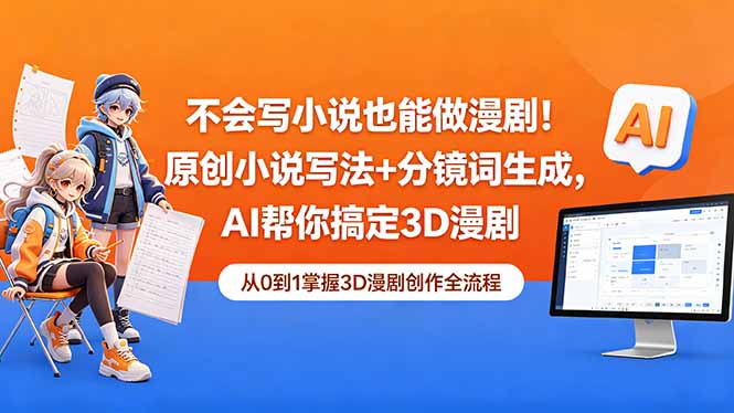不会写小说也能做漫剧！原创小说写法+分镜词生成，AI帮你搞定3D漫剧-xiaobairz