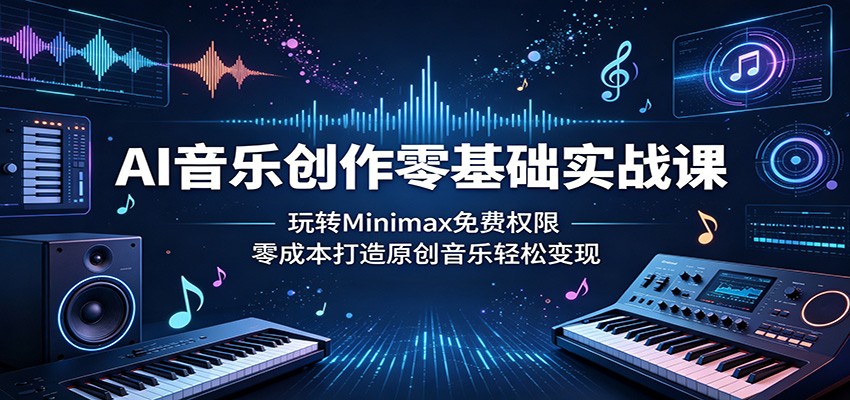 AI音乐创作零基础实战课：玩转Minimax免费权限，零成本打造原创音乐轻松变现-xiaobairz