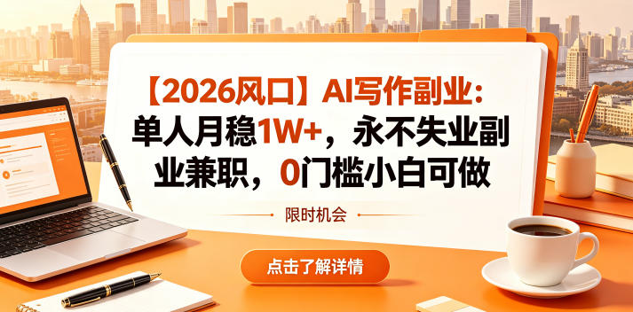 【2026风口】AI写作副业：单人月稳1W+，永不失业副业兼职，0门槛小白可做【揭秘】-xiaobairz