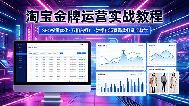 2026 淘宝金牌运营实战教程，SEO权重优化万相台推广，数据化运营爆款打造全教学-xiaobairz